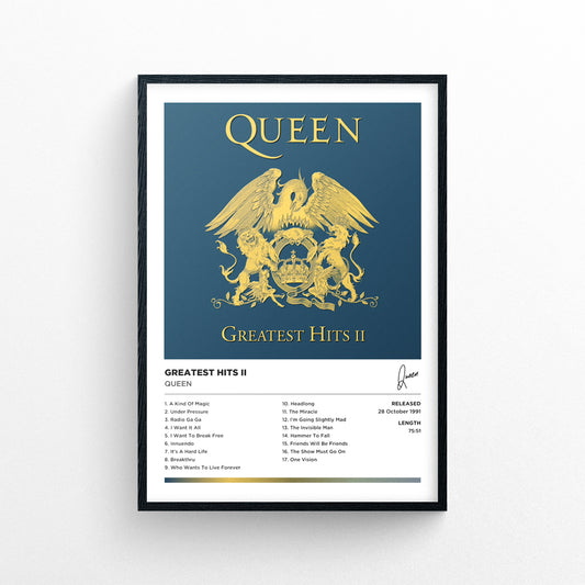 Queen - Greatest Hits II Framed Poster Print | Polaroid Style | Album Cover Artwork