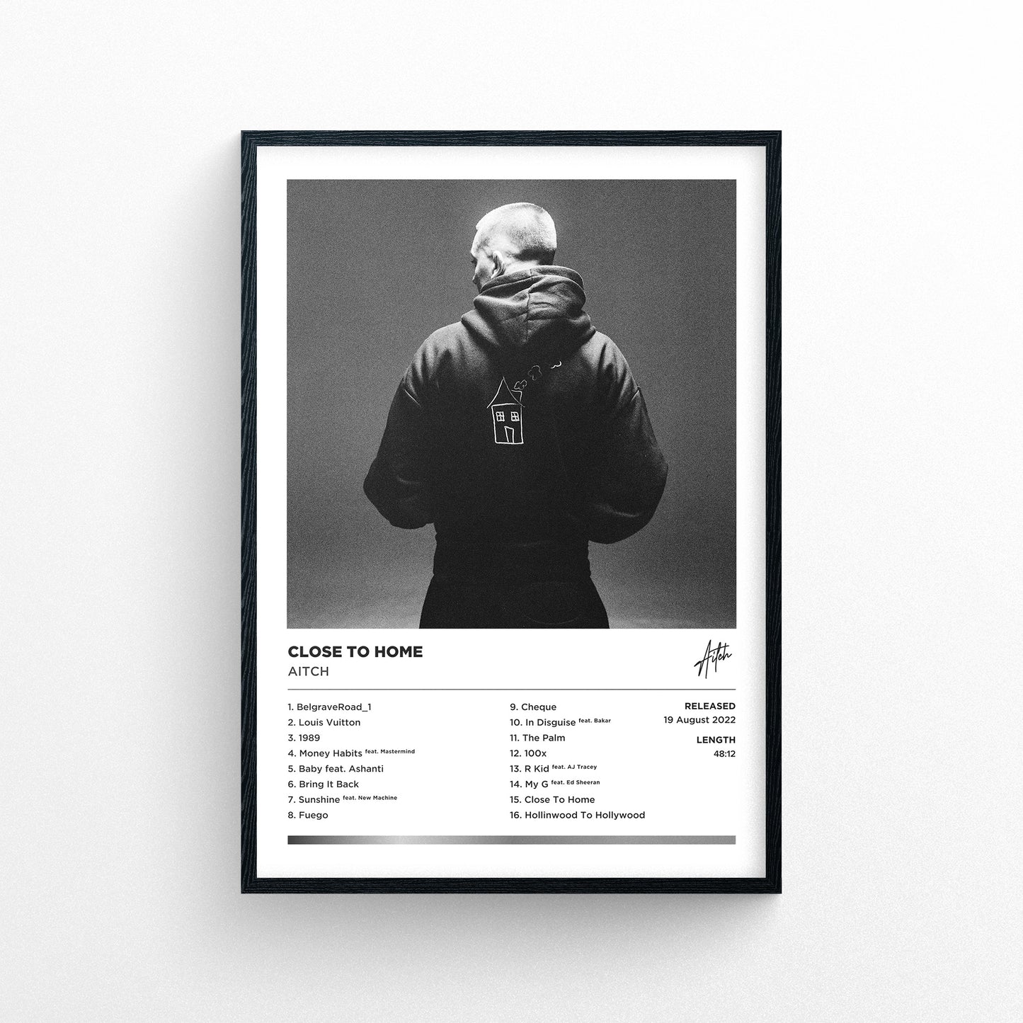 Aitch - Close To Home Framed Poster Print | Polaroid Style | Album Cover Artwork