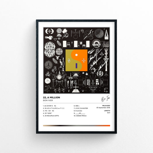 Bon Iver - 22 A Million Framed Poster Print | Polaroid Style | Album Cover Artwork