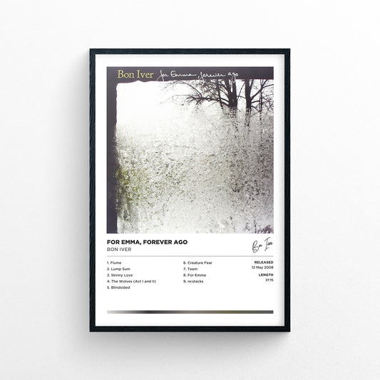 Bon Iver - For Emma, Forever Ago Framed Poster Print | Polaroid Style | Album Cover Artwork