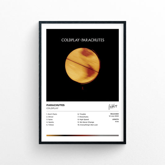 Coldplay - Parachutes Framed Poster Print | Polaroid Style | Album Cover Artwork