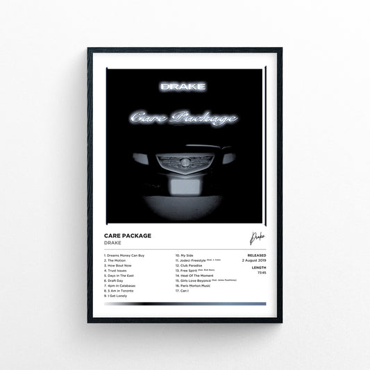 Drake - Care Package Framed Poster Print | Polaroid Style | Album Cover Artwork