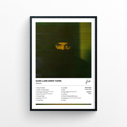 Drake - Dark Lane Demo Tapes Framed Poster Print | Polaroid Style | Album Cover Artwork