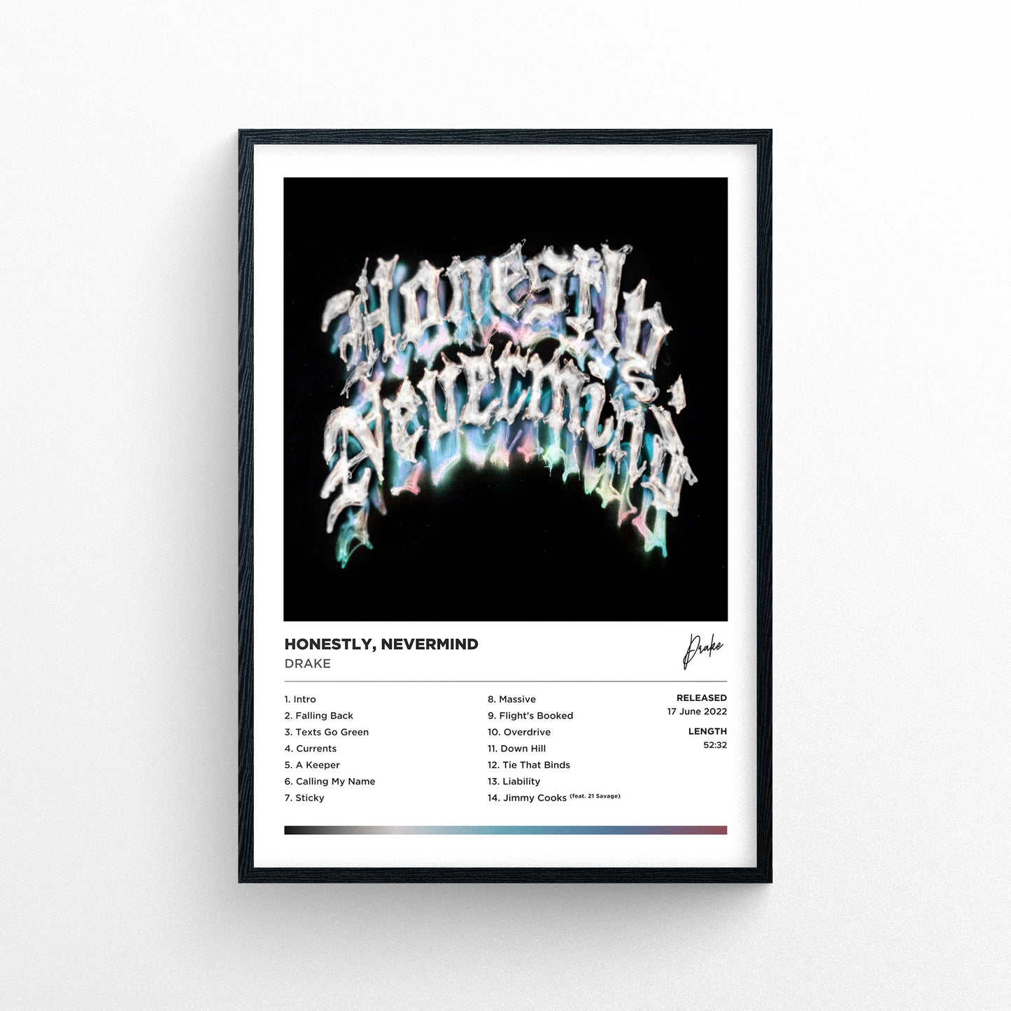 Drake - Honestly Nevermind Framed Poster Print | Polaroid Style | Album Cover Artwork