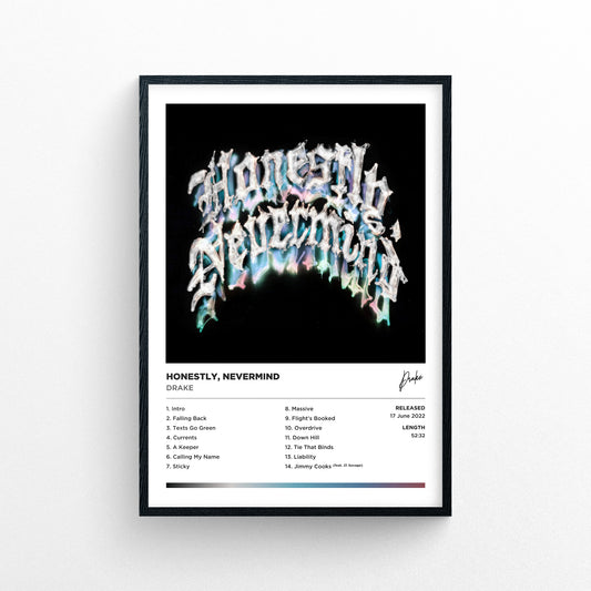 Drake - Honestly Nevermind Framed Poster Print | Polaroid Style | Album Cover Artwork