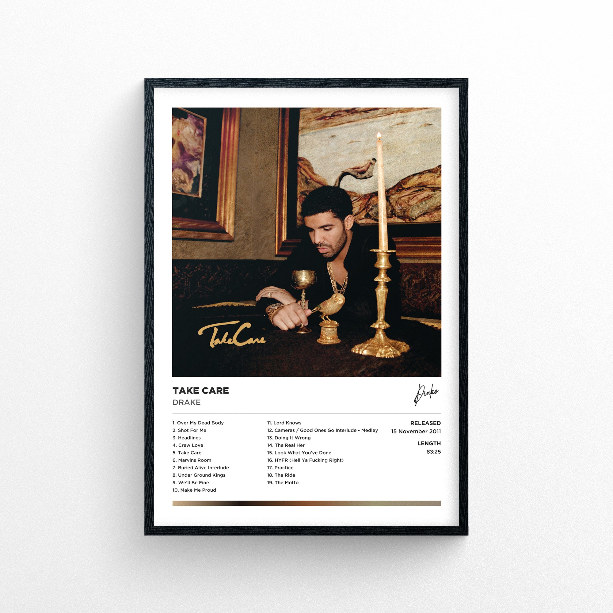 Drake - Take Care Framed Poster Print | Polaroid Style | Album Cover A ...