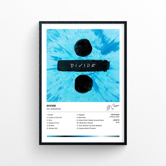 Ed Sheeran - Divide Framed Poster Print | Polaroid Style | Album Cover Artwork