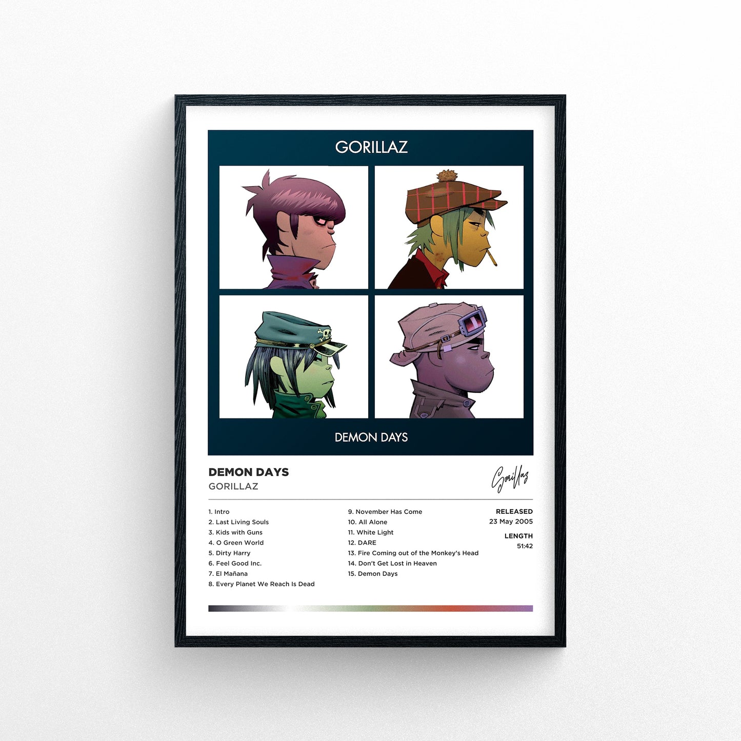 Gorillaz - Demon Days Framed Poster Print | Polaroid Style | Album Cover Artwork