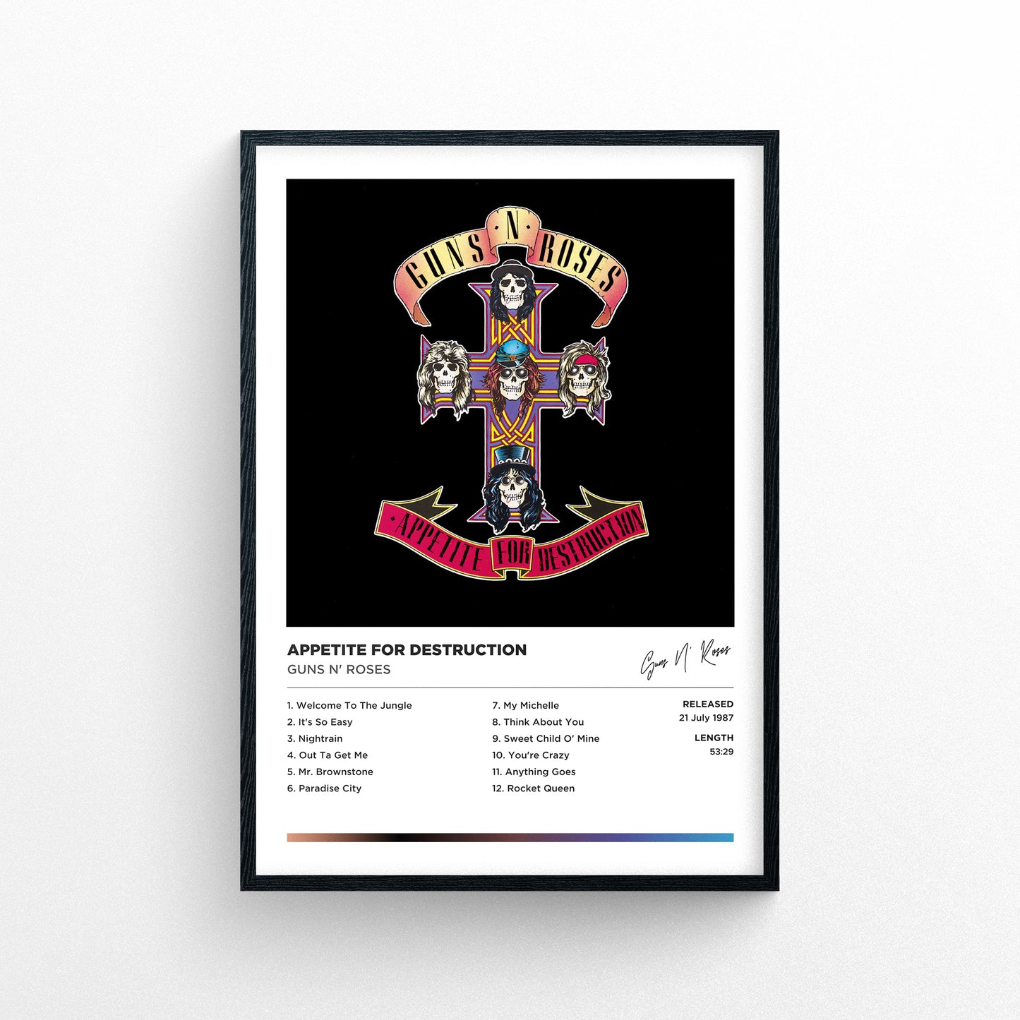 Guns N' Roses - Appetite For Destruction Framed Poster Print | Polaroid Style | Album Cover Artwork