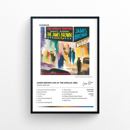 James Brown - Live At The Apollo Framed Poster Print | Polaroid Style | Album Cover Artwork