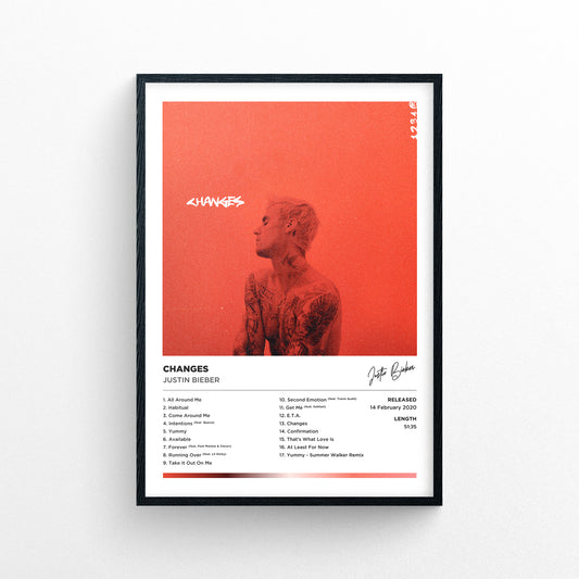 Justin Bieber - Changes Framed Poster Print | Polaroid Style | Album Cover Artwork