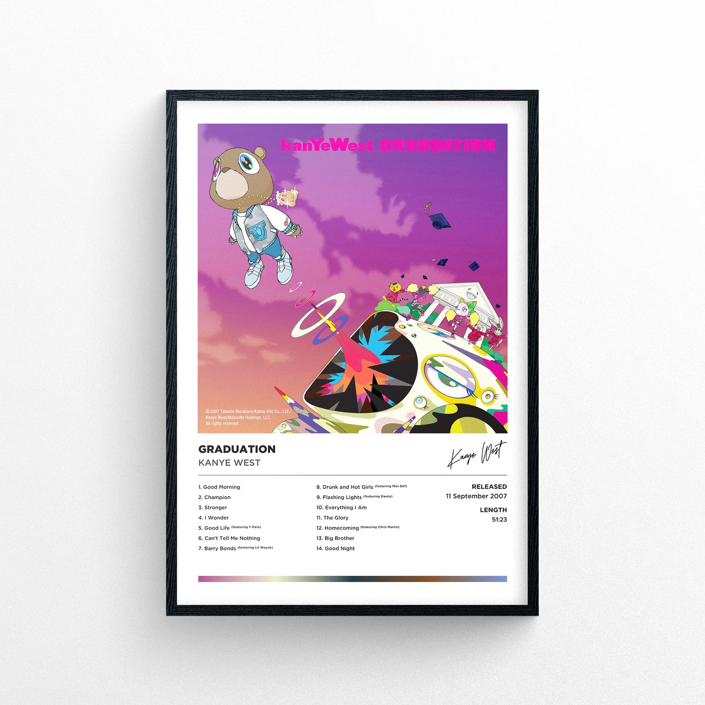 Kanye West - Graduation Framed Poster Print | Polaroid Style | Album Cover Artwork