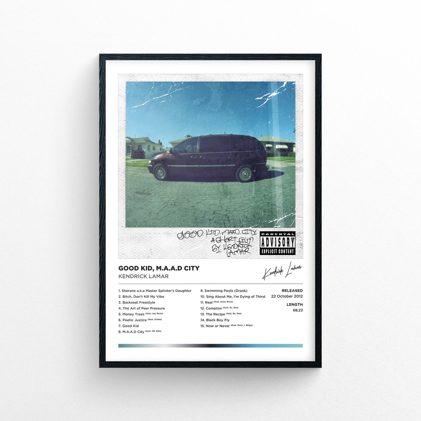 Kendrick Lamar - Good Kid m.A.A.d City Alternative Cover Framed Poster Print | Polaroid Style | Album Cover Artwork