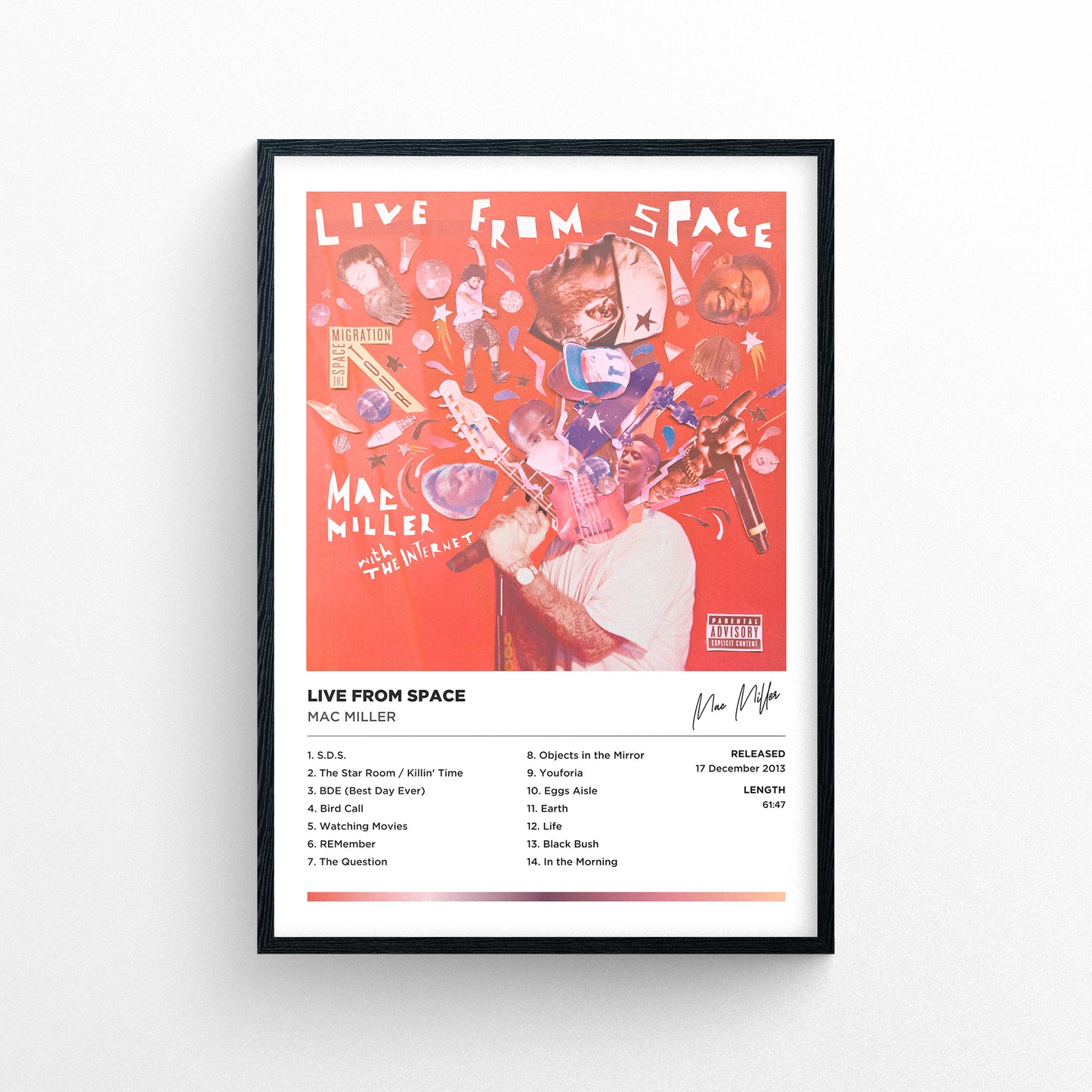 Mac Miller - Live From Space Framed Poster Print | Polaroid Style | Album Cover Artwork