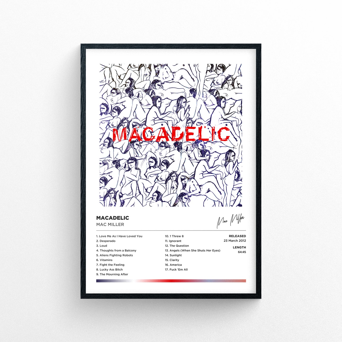 Mac Miller - Macadelic Framed Poster Print | Polaroid Style | Album Cover Artwork