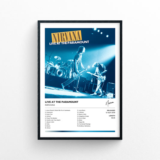 Nirvana - Live At The Paramount Framed Poster Print | Polaroid Style | Album Cover Artwork