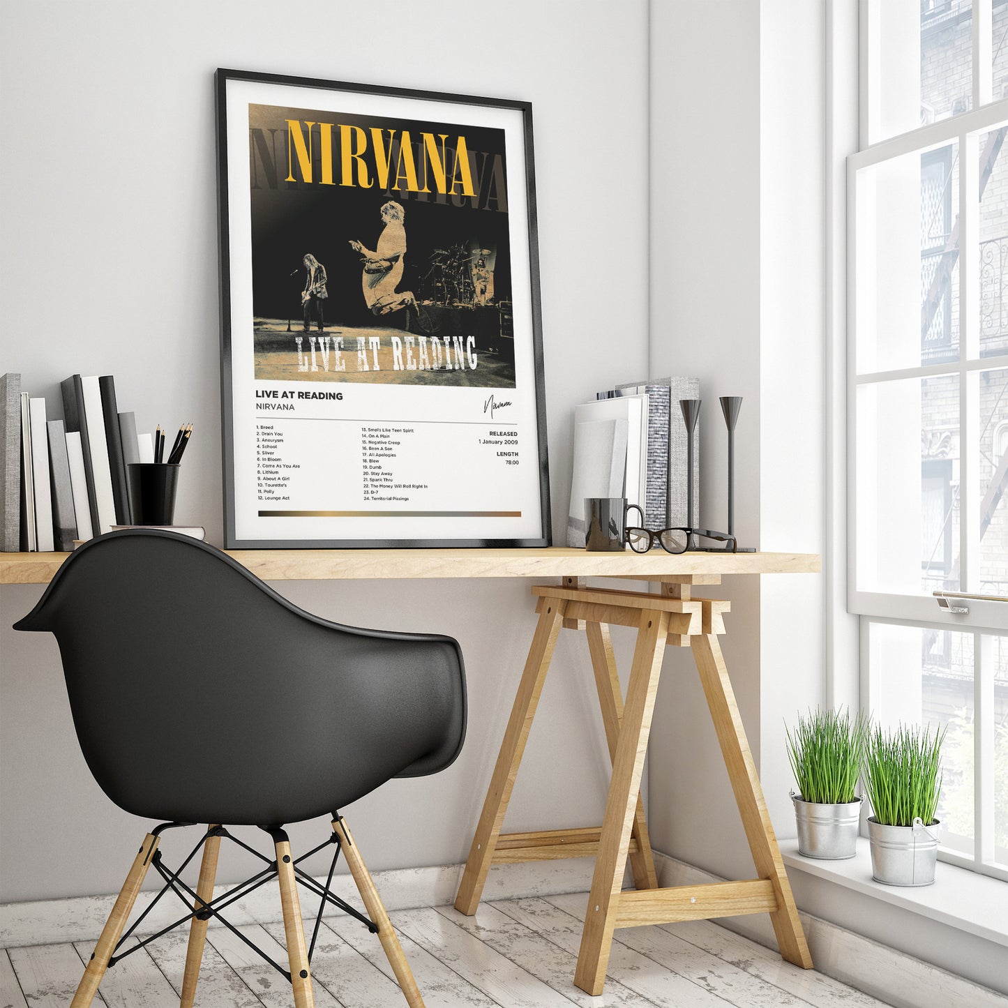 Nirvana - Live at Reading Framed Poster Print | Polaroid Style | Album Cover Artwork