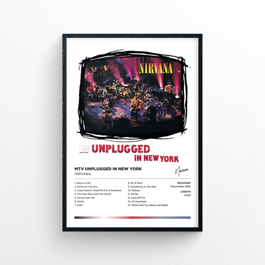 Nirvana - MTV Unplugged In New York Framed Poster Print | Polaroid Style | Album Cover Artwork