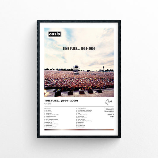 Oasis - Time Flies (1994 - 2009) Framed Poster Print | Polaroid Style | Album Cover Artwork