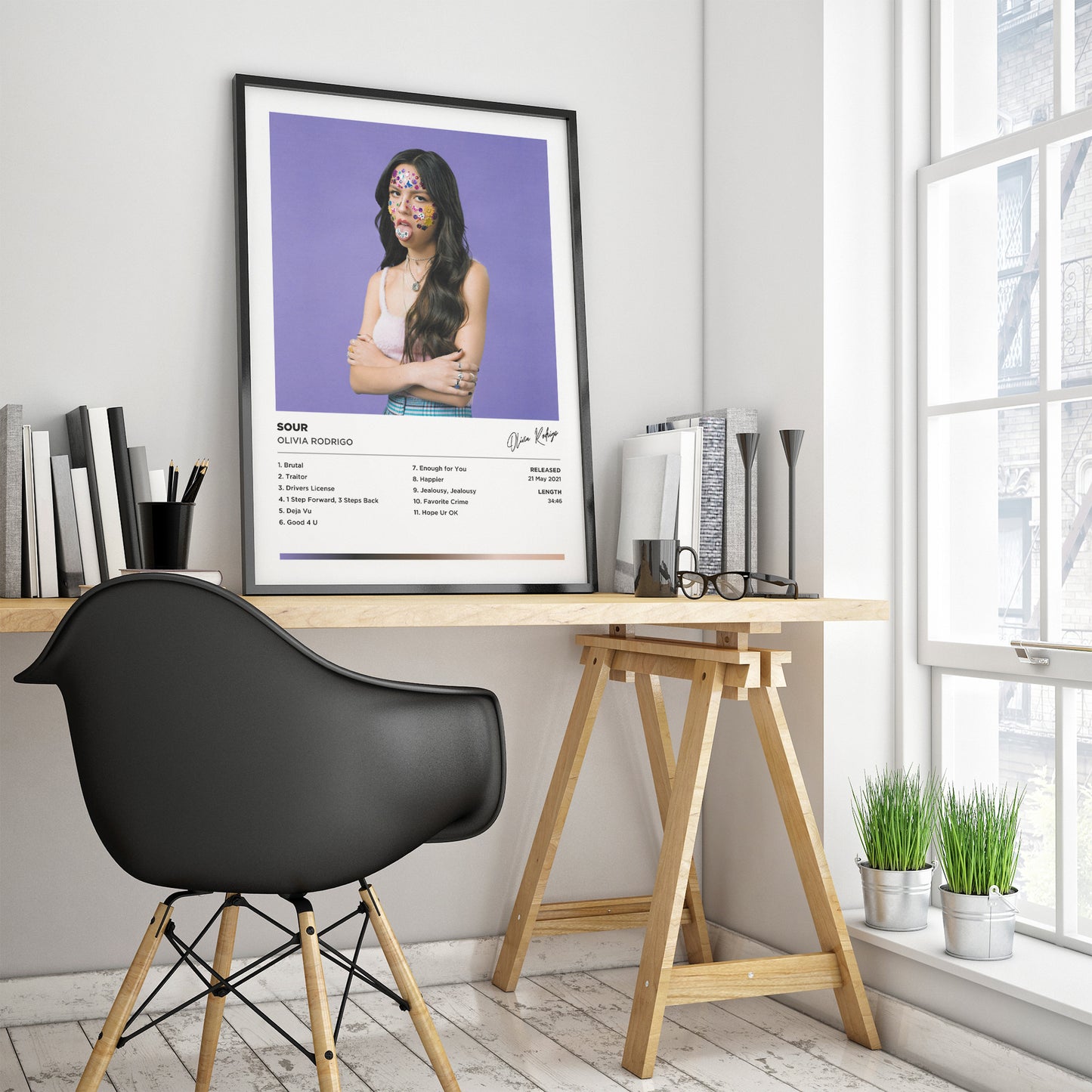 Olivia Rodrigo - Sour Framed Poster Print | Polaroid Style | Album Cover Artwork