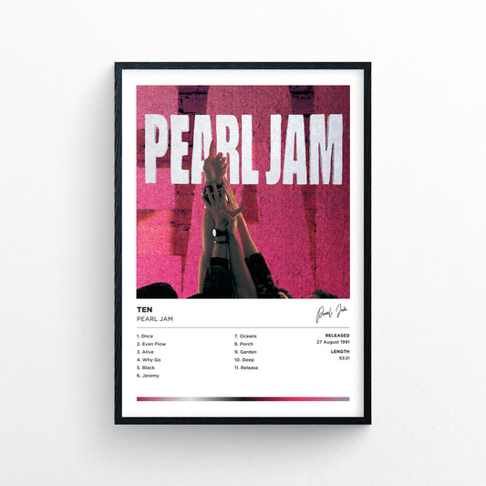 Pearl Jam - Ten Framed Poster Print | Polaroid Style | Album Cover Artwork