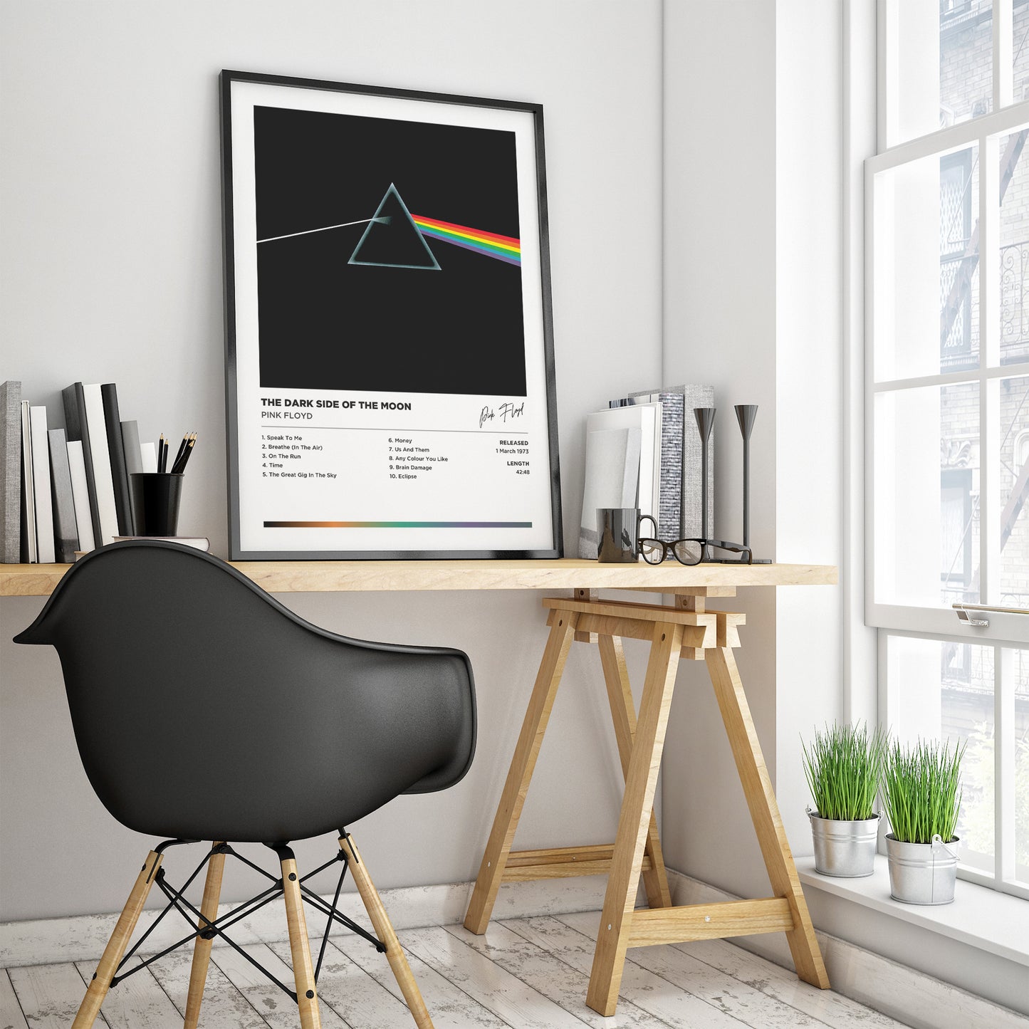 Pink Floyd - Dark Side of the Moon Framed Poster Print | Polaroid Style | Album Cover Artwork