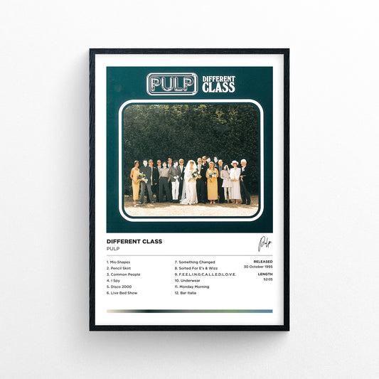 Pulp - Different Class Framed Poster Print | Polaroid Style | Album Cover Artwork