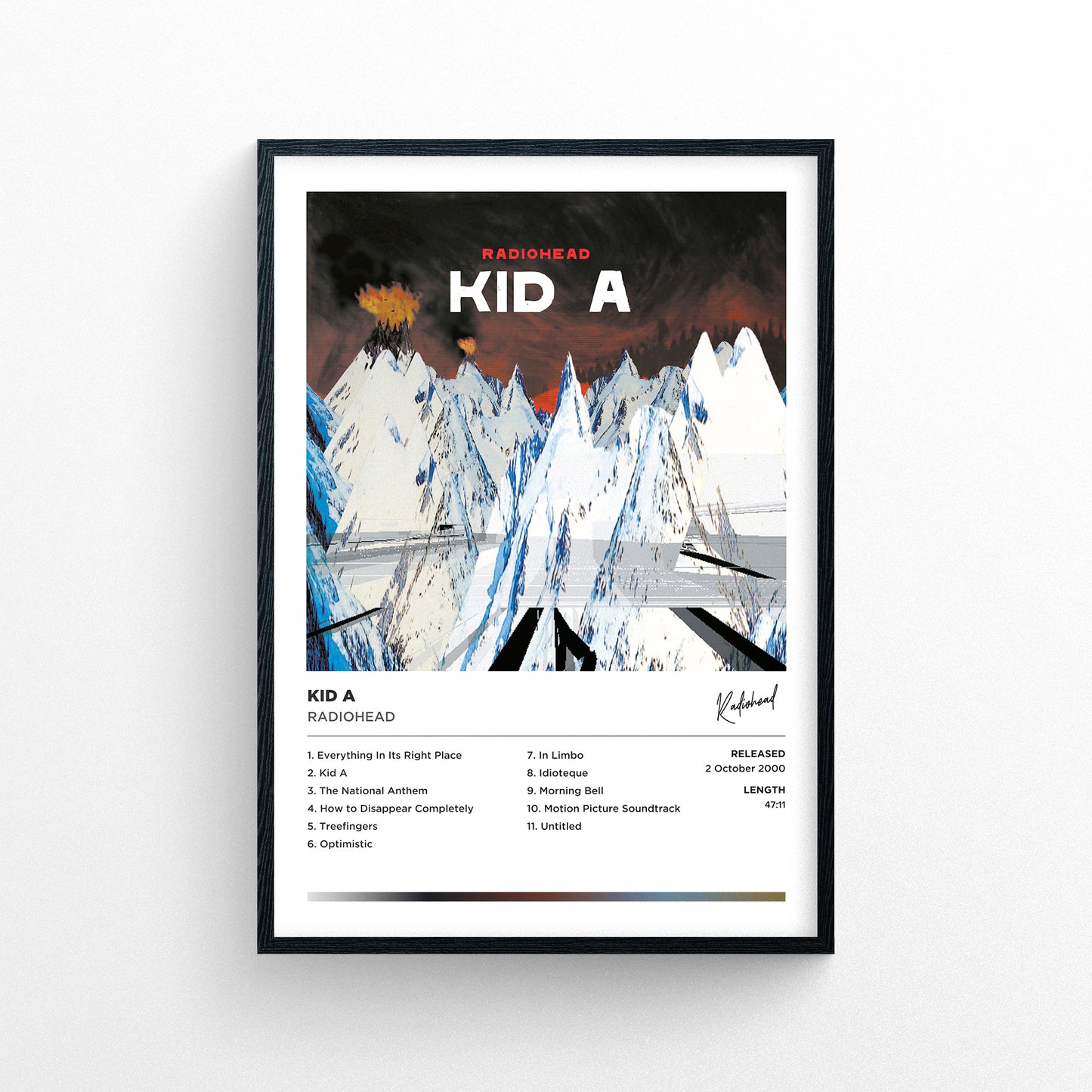 Radiohead - Kid A Framed Poster Print | Polaroid Style | Album Cover Artwork