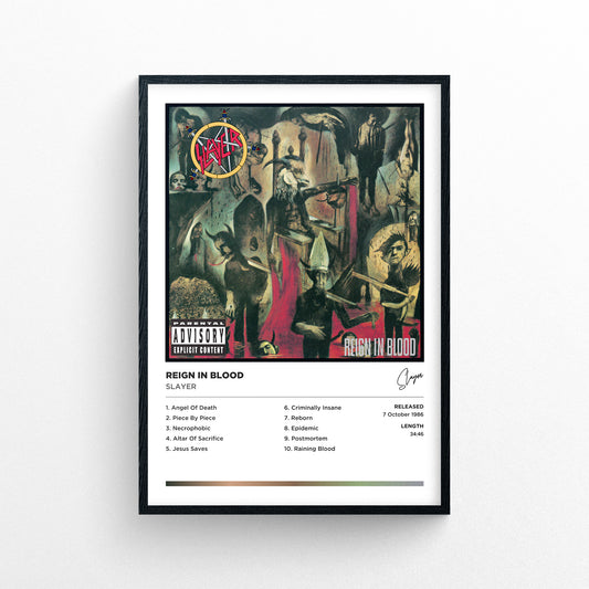 Slayer - Reign In Blood Framed Poster Print | Polaroid Style | Album Cover Artwork